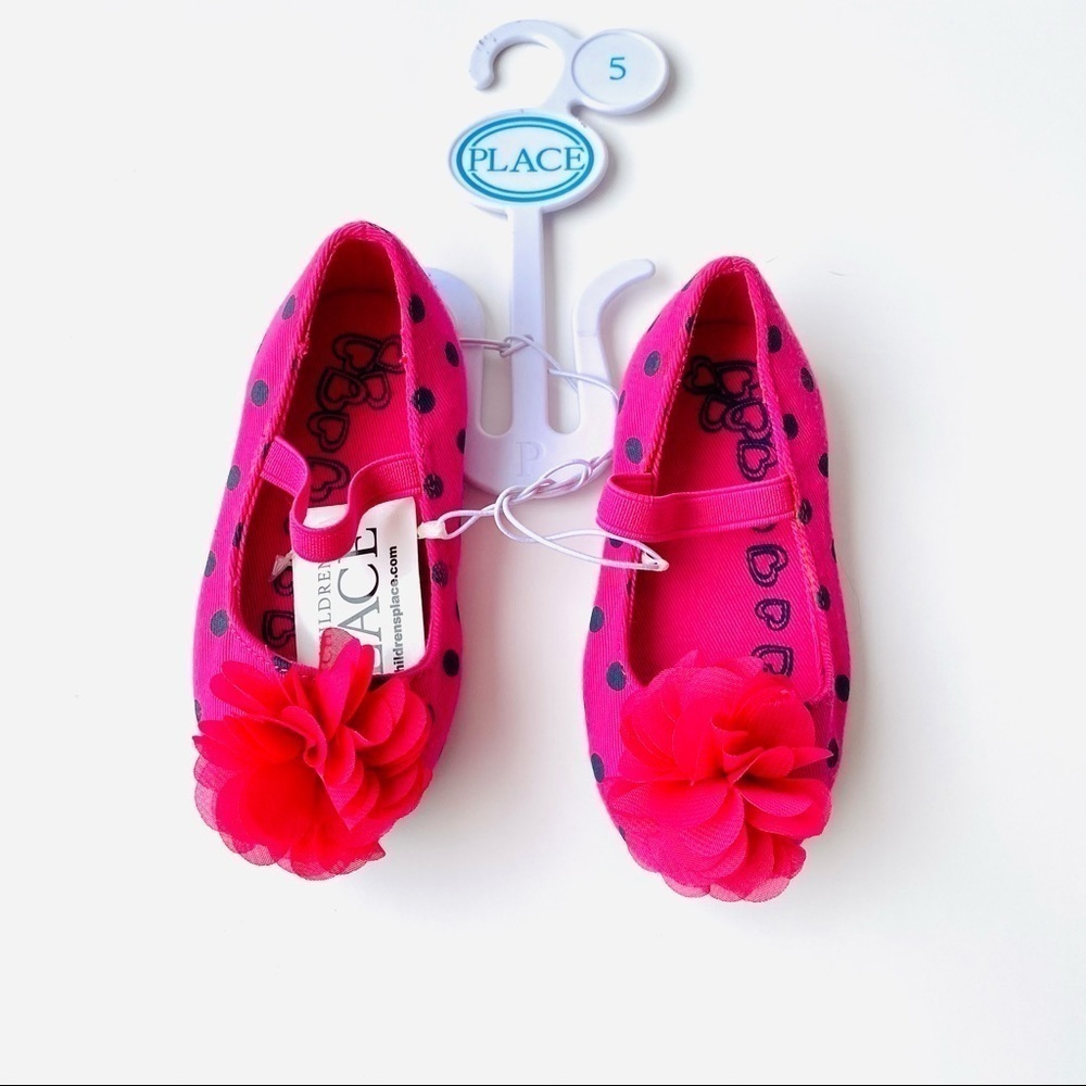 Nwt Pink Polka Dot Flower Flats Girls Size 5 - Picture 4 of 13
